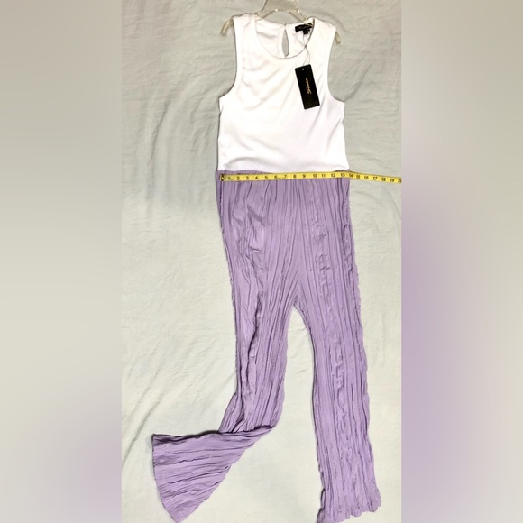 SHINESTAR crinkled white/Lavender one piece jumpsuit size S NWT - Picture 4 of 9